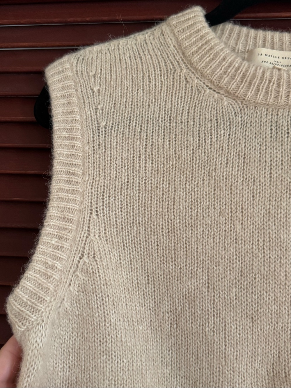 Sezane Samuel Jumper Beige Knit Sleeveless Sweater Vest - Picture 4 of 7